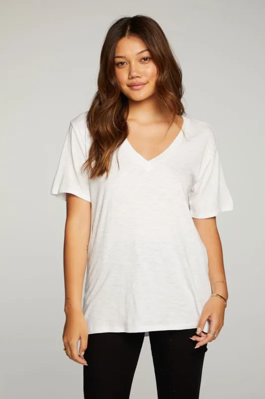 Gauze Jersey Short Sleeve V Neck Hi Lo Easy Tee sold by Chaser
