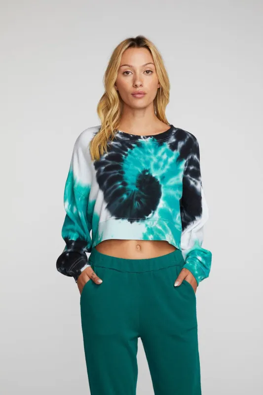 Cotton Fleece Cropped Crewneck Pullover with Rib sold by Chaser
