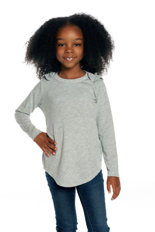 rPET Vintage Jersey Bow Shoulder Long Sleeve Shirttail Tee sold by Chaser