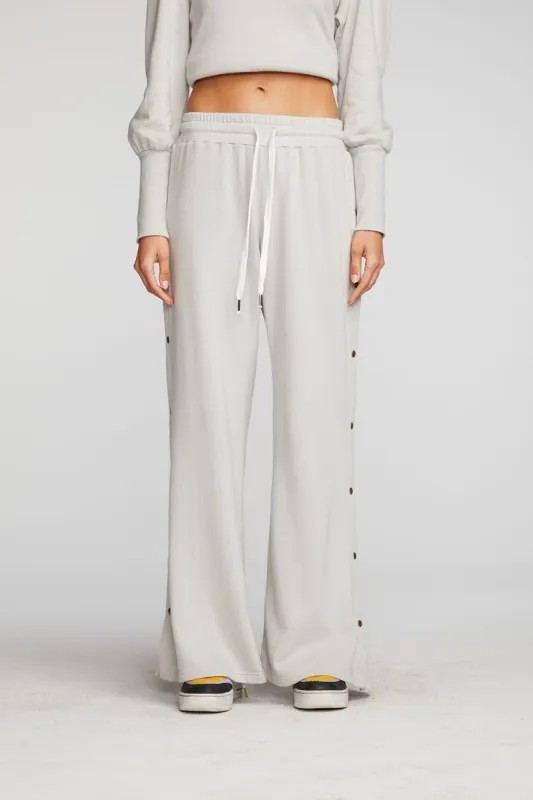 Cotton Fleece Wide Leg Joggers with Button Sideseam sold by Chaser