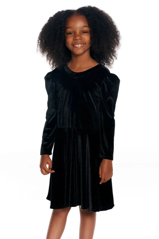 Stretch Velvet Bow Detail Puff Sleeve Dress sold by Chaser