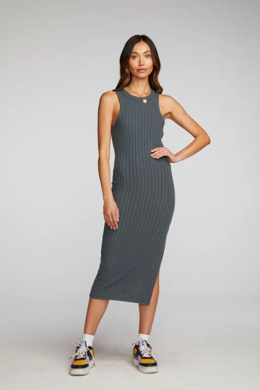 Poor Boy Rib Midi Dress with Side Slit sold by Chaser