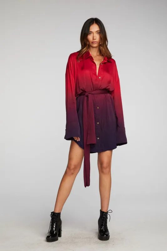 Stretch Silky Woven Shirt Dress sold by Chaser