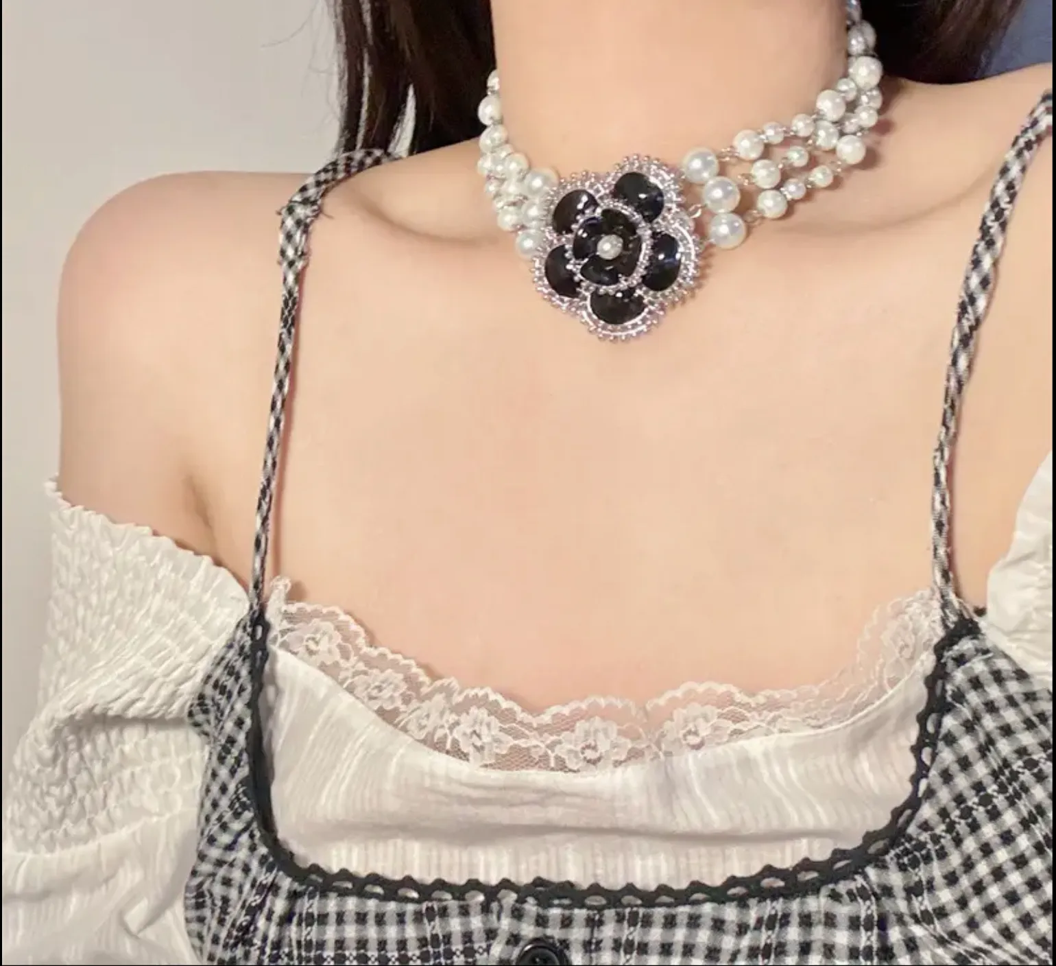 Pearl Flower Choker Necklace sold by chelsea crew product image thumbnail 2