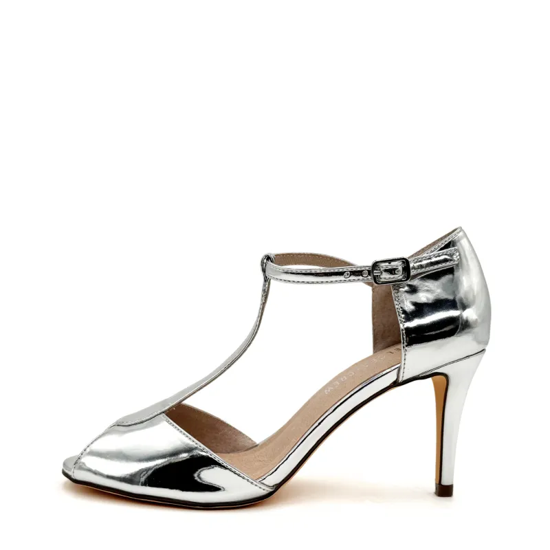 Blondie Metallic T-Strap Heels sold by chelsea crew