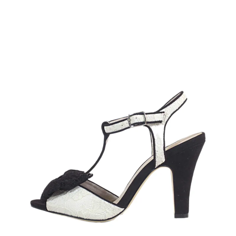 Leandra T-Strap Lace Heels sold by chelsea crew