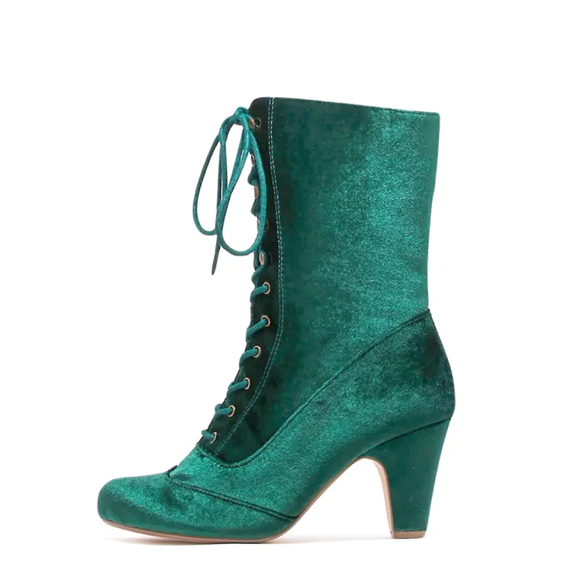 Claire Velvet Victorian Booties sold by chelsea crew