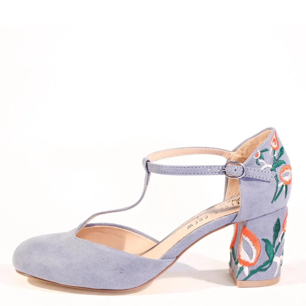 Frenchie T-Strap Embroidered Heels sold by chelsea crew product image thumbnail 3