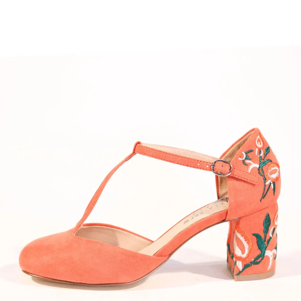 Frenchie T-Strap Embroidered Heels sold by chelsea crew product image thumbnail 4