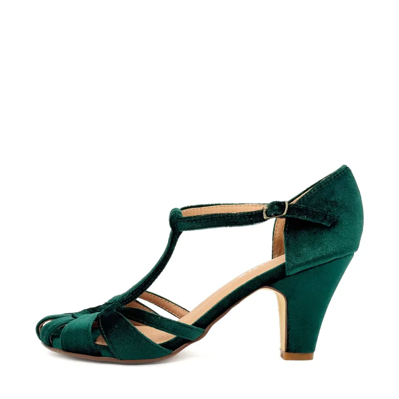 Sergi Velvet T-Strap Heels sold by chelsea crew