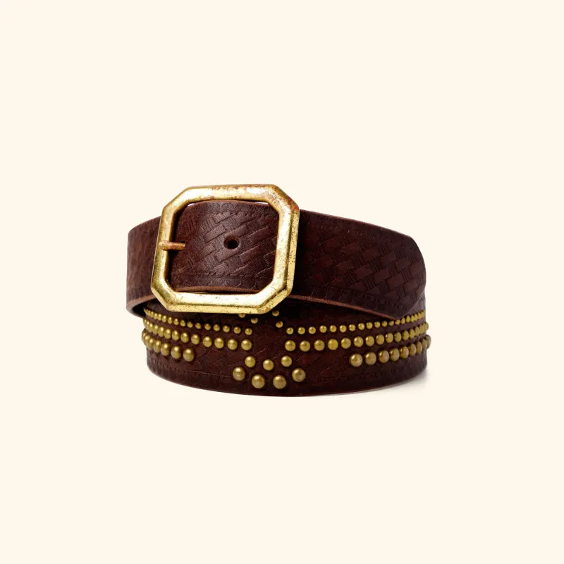 Studded Eagle Belt (Brown) sold by Cherry LA