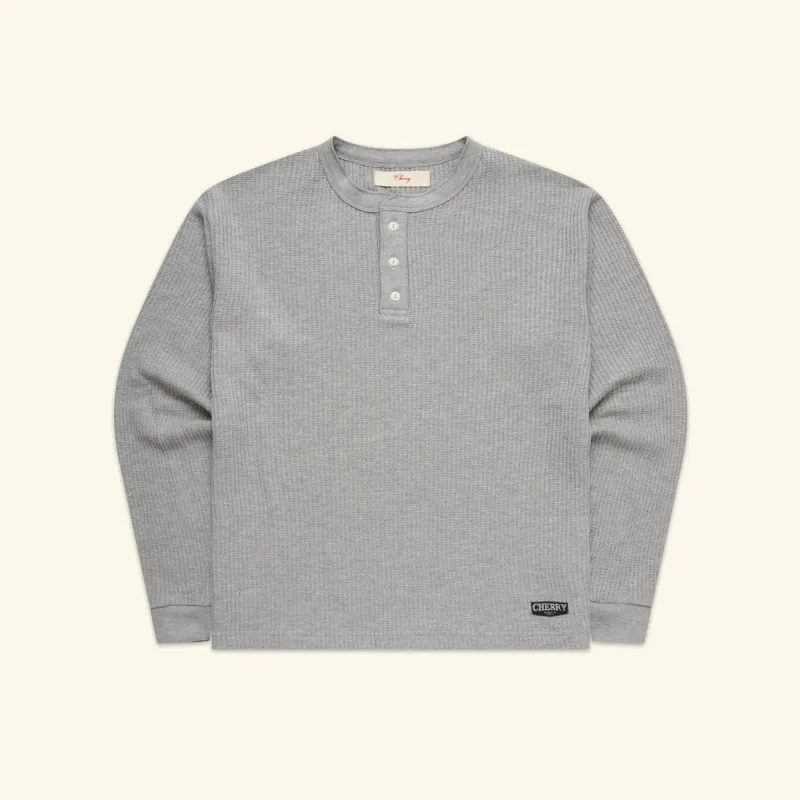 Chevron Classic Henley Thermal (Heather Grey) sold by Cherry LA