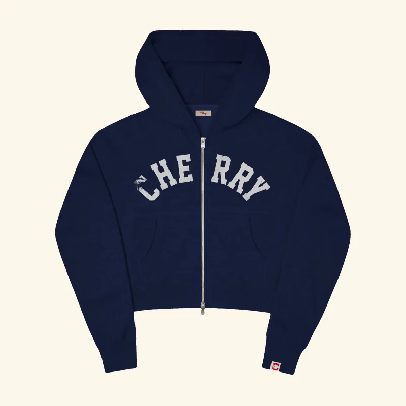 Women's Distressed Zip Hoodie (Navy) sold by Cherry LA