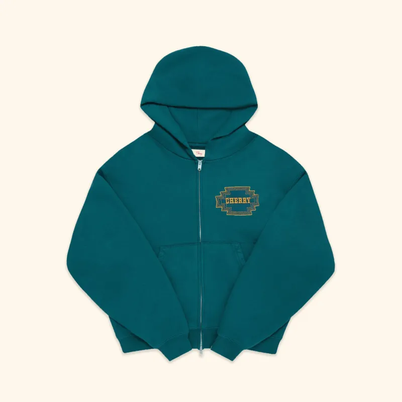 Embroidered Navajo Zip Up Hoodie (Emerald) sold by Cherry LA