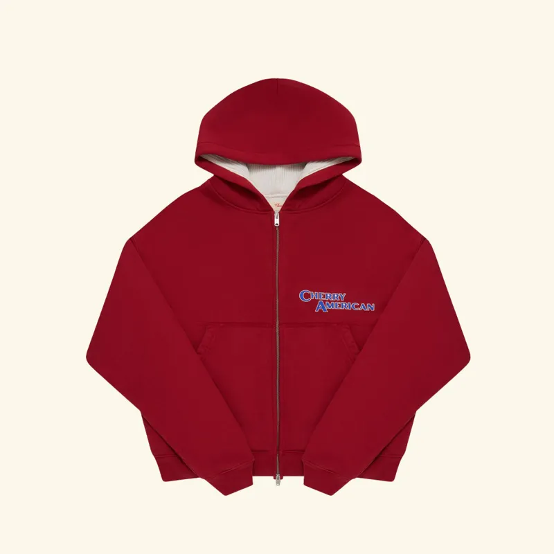 Thermal Zip Up Hoodie (Sun Faded Red) sold by Cherry LA
