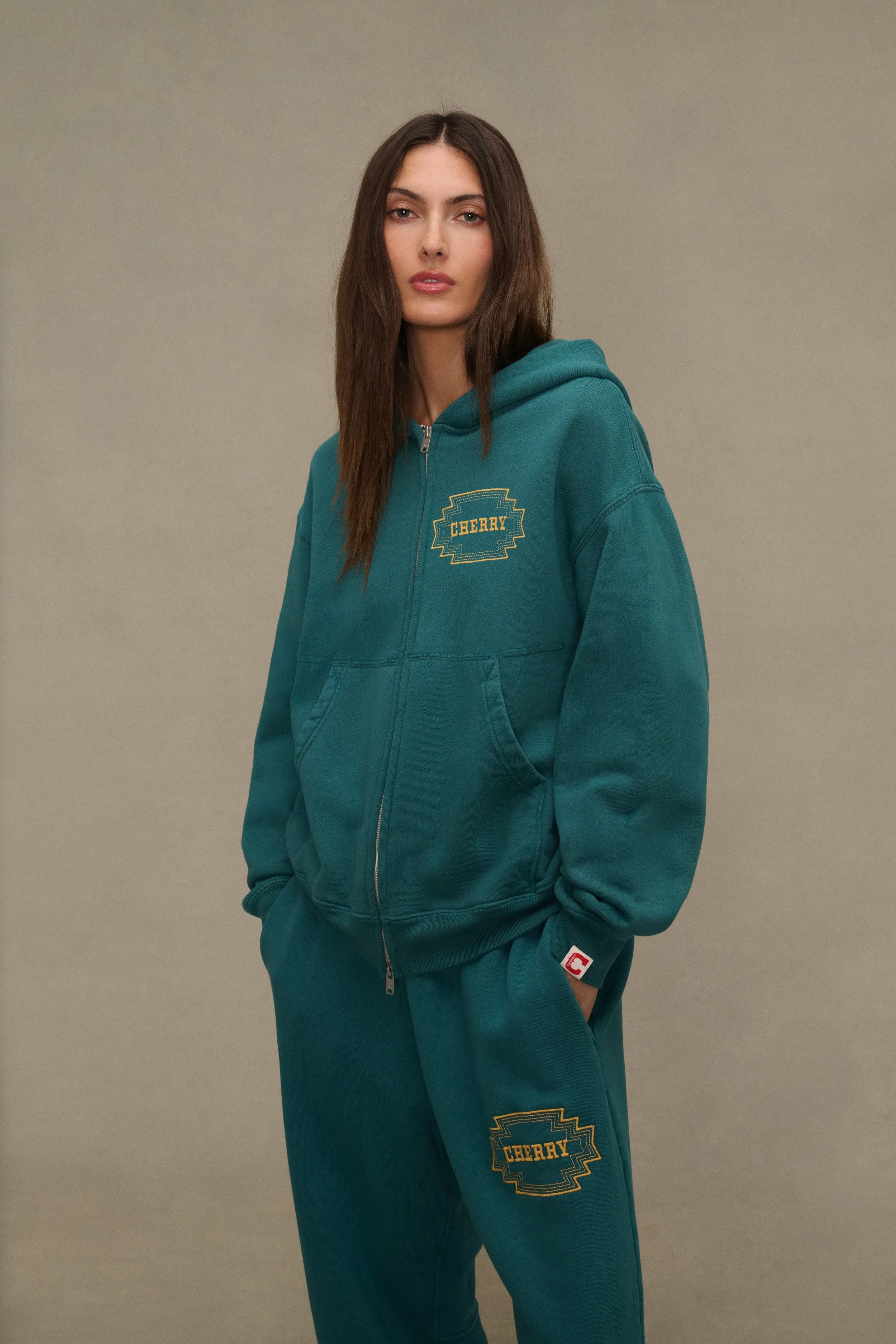 Embroidered Navajo Parachute Sweatpants (Emerald) sold by Cherry LA product image thumbnail 4