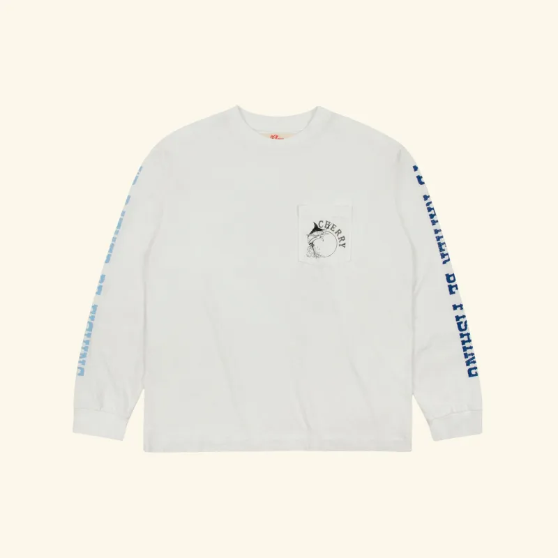 Marlin Fishing Long Sleeve T-Shirt (Vintage White) sold by Cherry LA