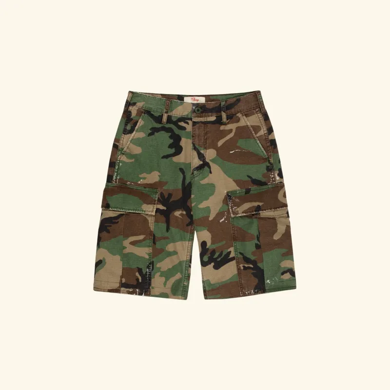 Wide Leg Cargo Shorts (Vintage Camo) sold by Cherry LA