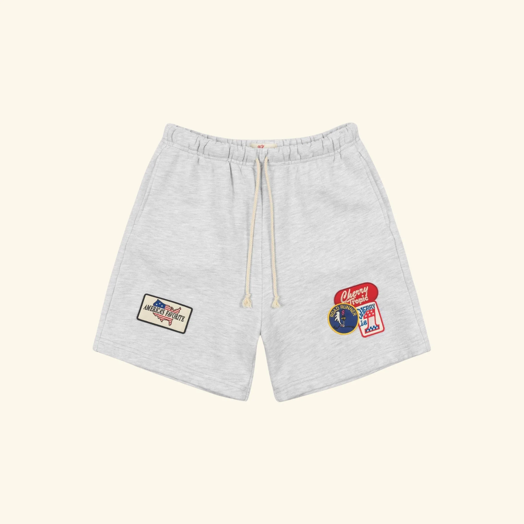 Patchwork Sweatshorts (White Heather) sold by Cherry LA