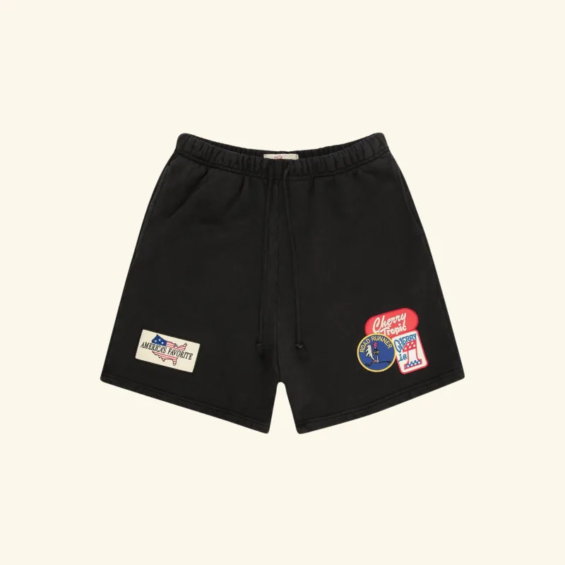 Patchwork Sweatshorts (Vintage Black) sold by Cherry LA