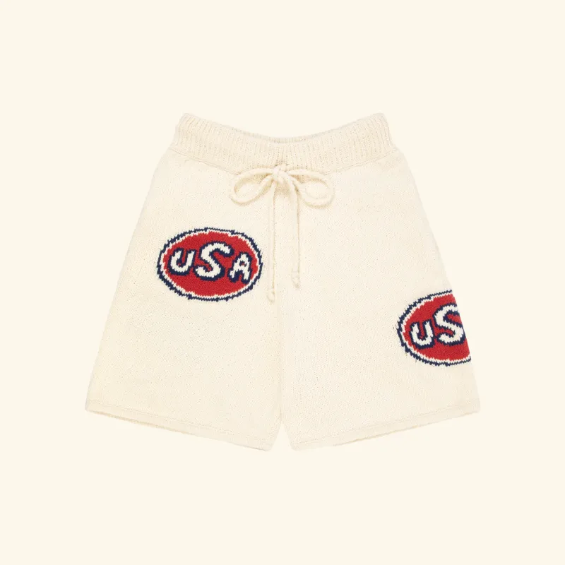 USA Knit Shorts (Cream) sold by Cherry LA