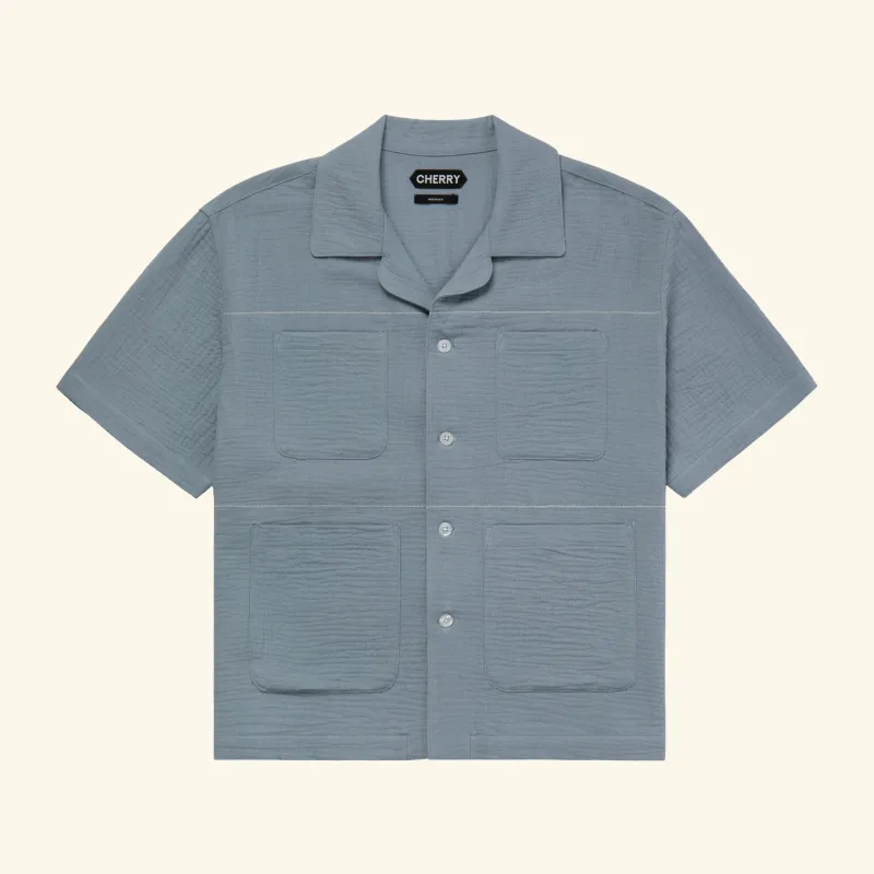 Embroidered Vacation Shirt (Pacific Blue) sold by Cherry LA