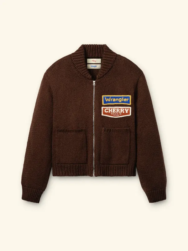 Cherry x Wrangler Cotton Frise Knit Zip-up Jacket (Brown) sold by Cherry LA