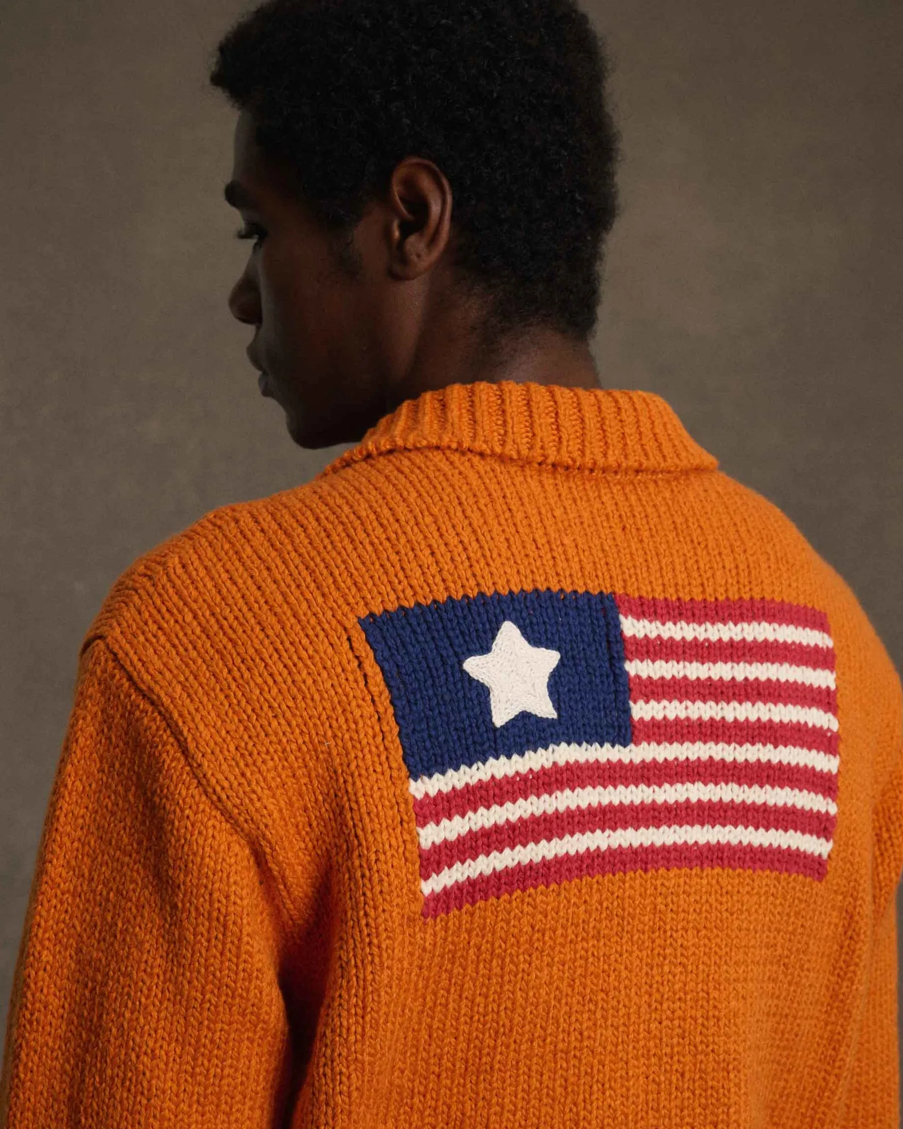1 Star Cotton Knit Zip Jacket (Orange) sold by Cherry LA product image thumbnail 4