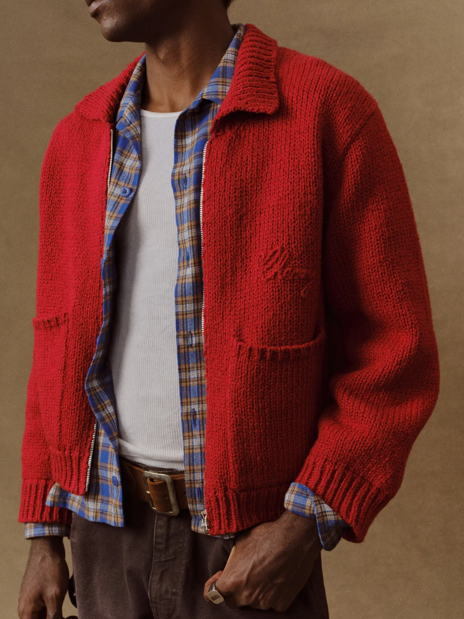 5 Star Cotton Knit Zip Jacket (Cherry Red) sold by Cherry LA product image thumbnail 4