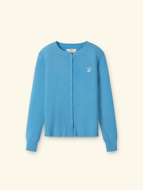 Women's Western Athletic Cardigan (Malibu Blue) made by Cherry LA