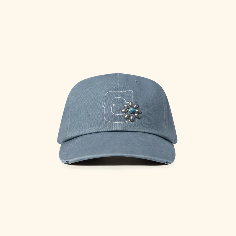 Studded Unstructured Hat (Sun Faded Blue) made by Cherry LA