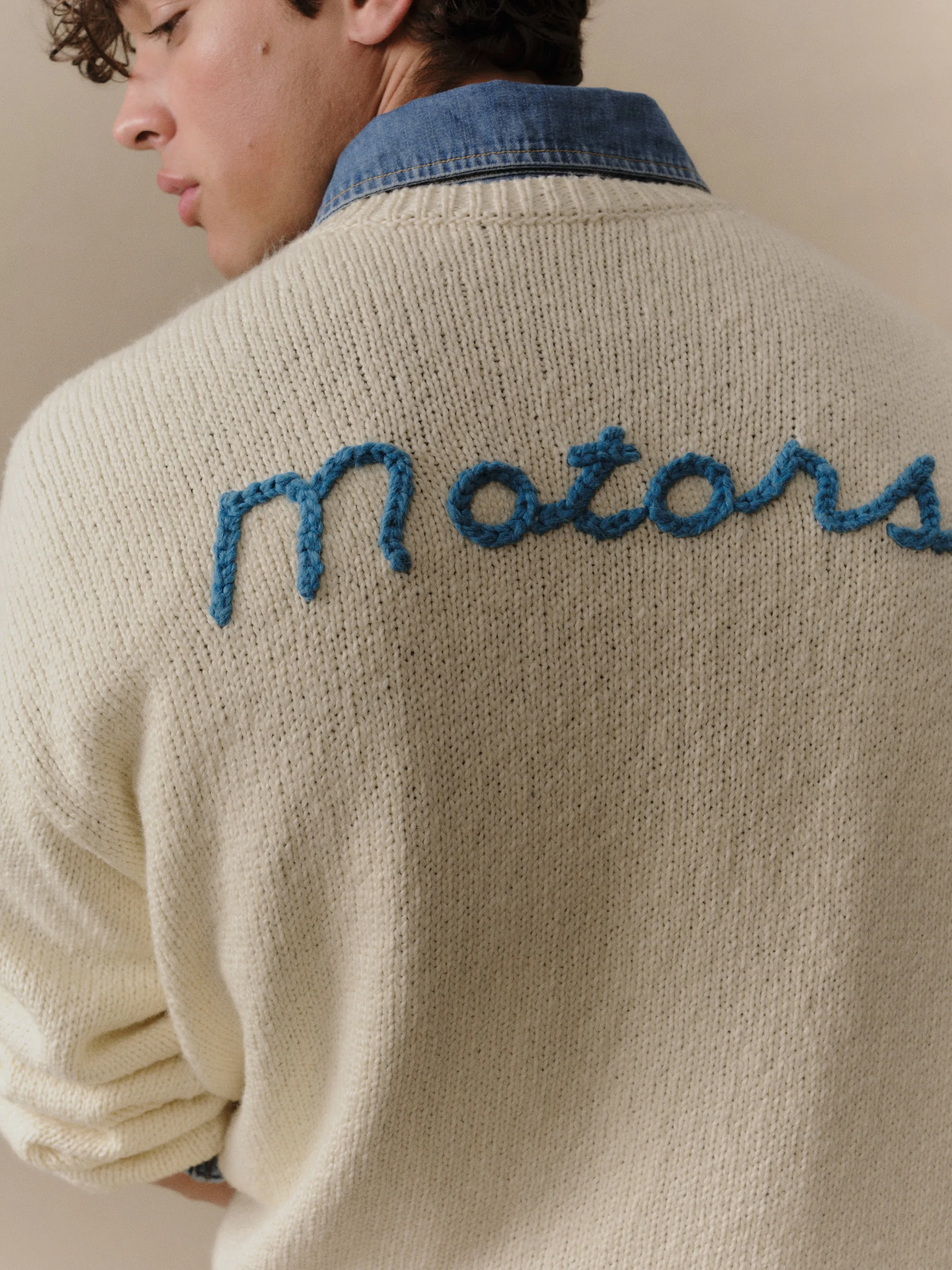 Motors Knit V Neck (Cream) sold by Cherry LA product image thumbnail 5