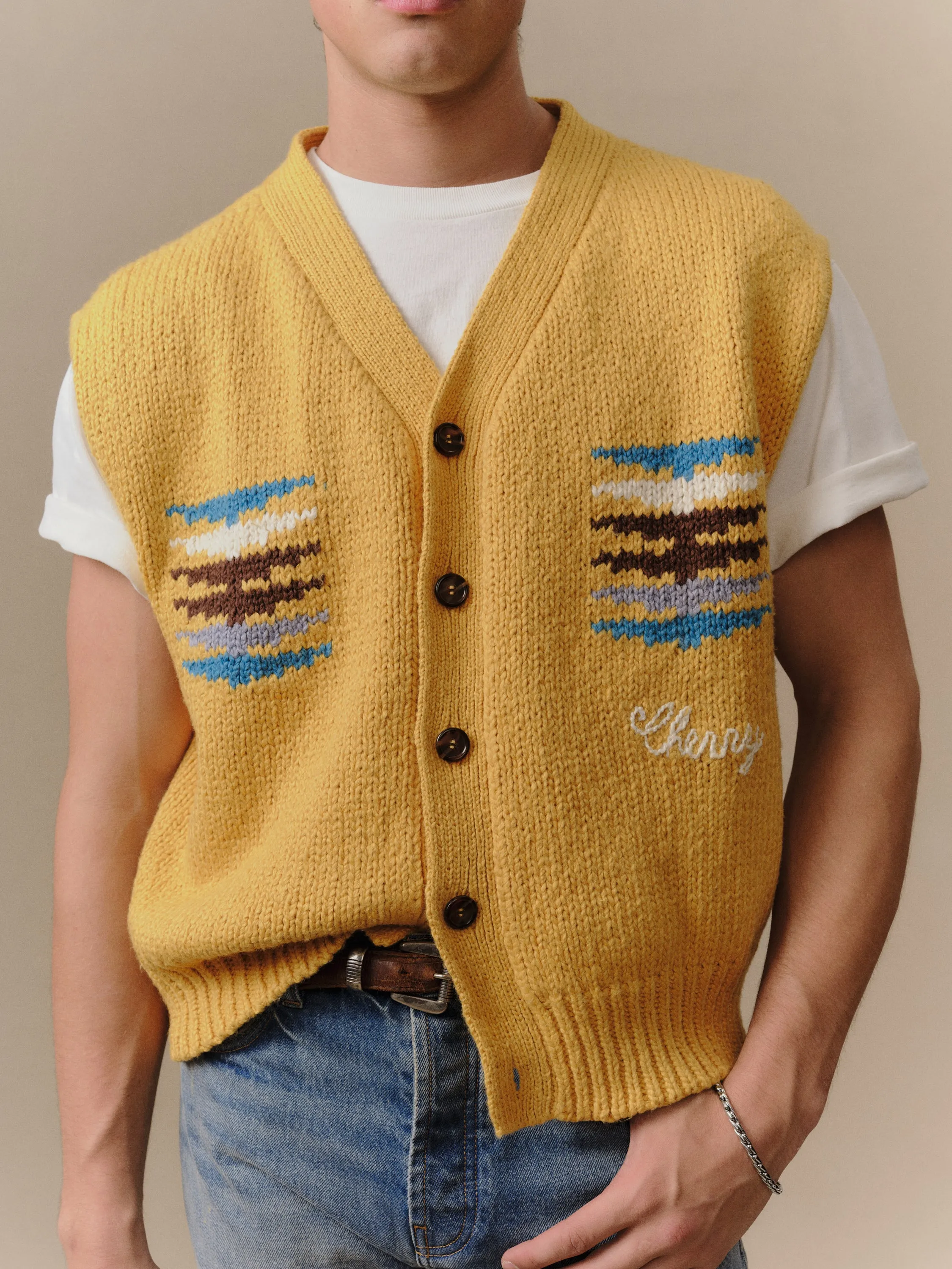 Frontier Knit Vest (Sun Yellow) sold by Cherry LA product image thumbnail 4