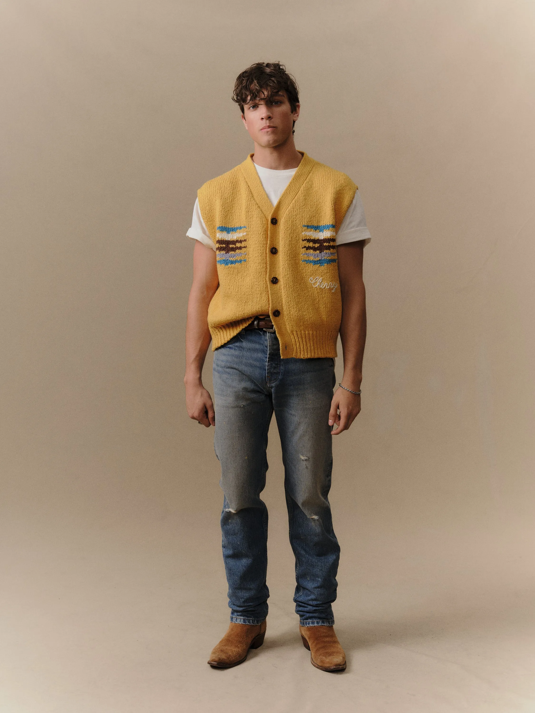 Frontier Knit Vest (Sun Yellow) sold by Cherry LA product image thumbnail 2
