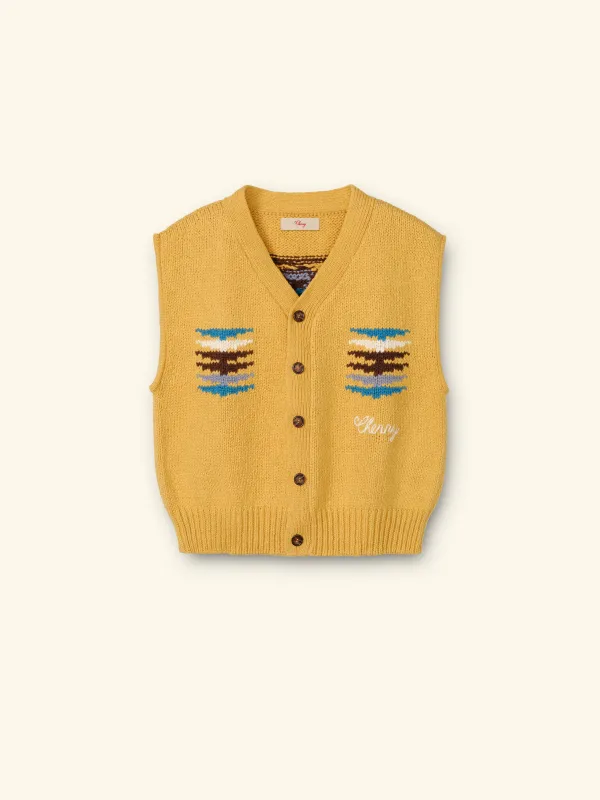 Frontier Knit Vest (Sun Yellow) made by Cherry LA