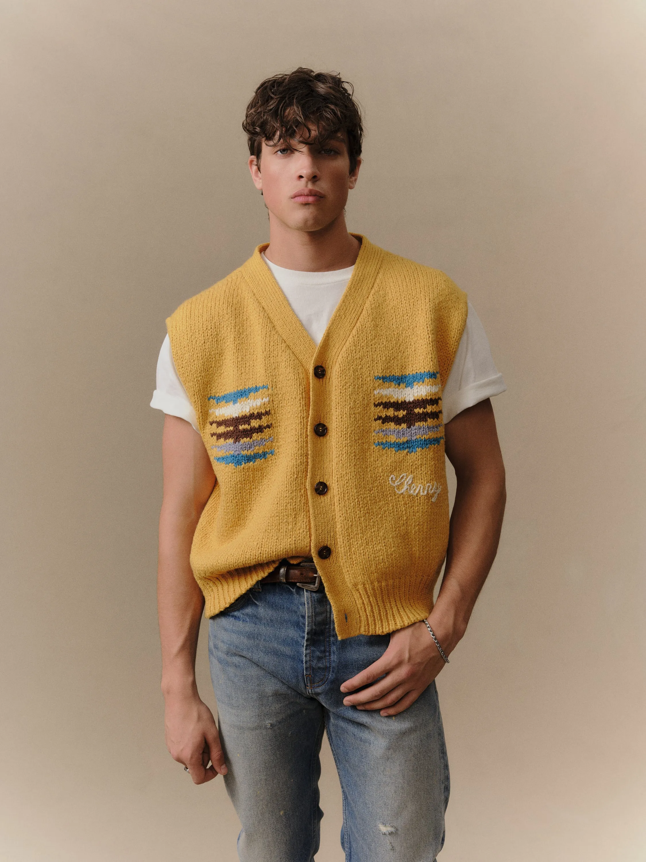 Frontier Knit Vest (Sun Yellow) sold by Cherry LA product image thumbnail 3