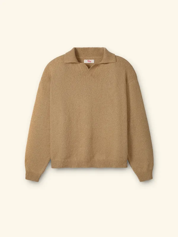 5 Star Henley Knit Crew (Desert Tan) made by Cherry LA