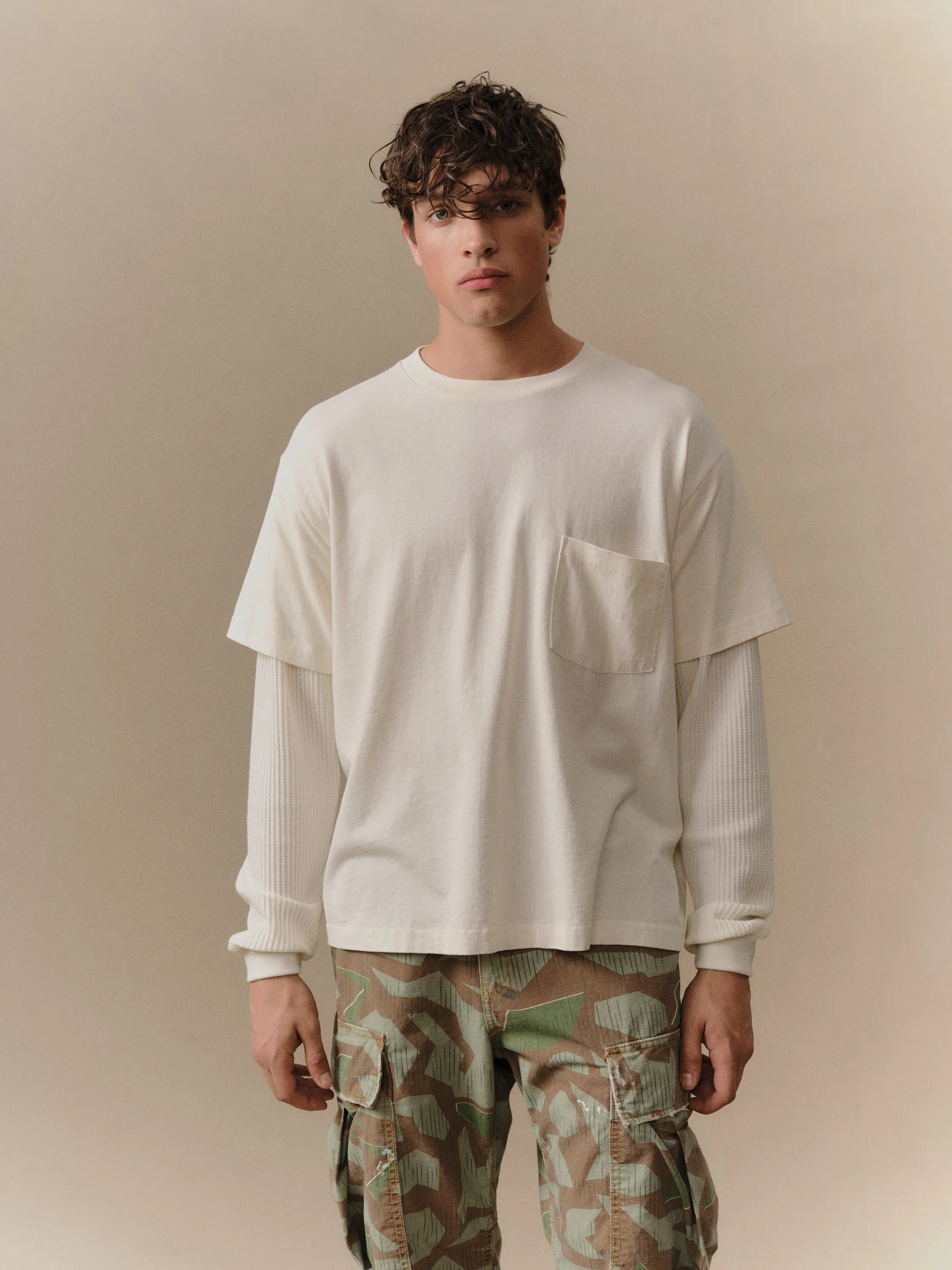 Santa Fe Layered Thermal T-Shirt (Cream) sold by Cherry LA product image thumbnail 2