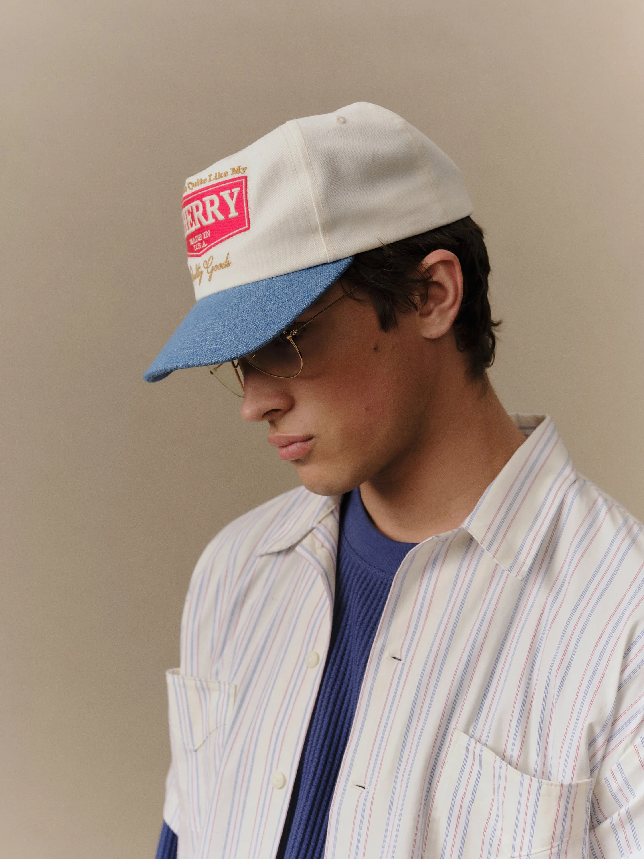 Chevron 5 Panel Hat (Denim) sold by Cherry LA product image thumbnail 3
