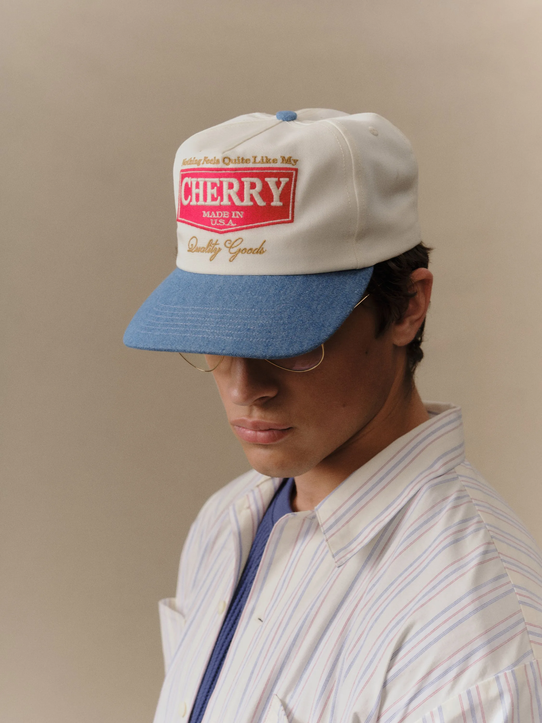 Chevron 5 Panel Hat (Denim) sold by Cherry LA product image thumbnail 4