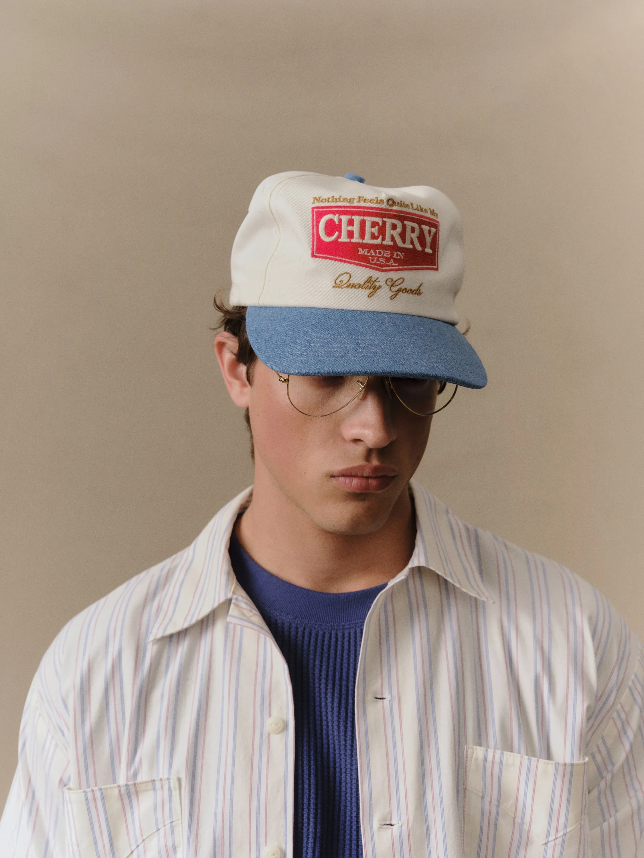 Chevron 5 Panel Hat (Denim) sold by Cherry LA product image thumbnail 2