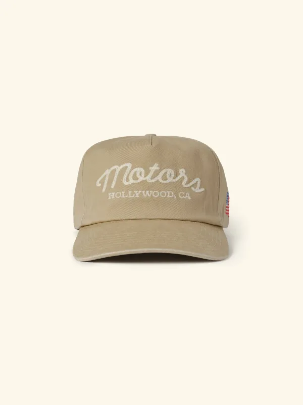 Motors 5 Panel Hat (Desert Tan) made by Cherry LA