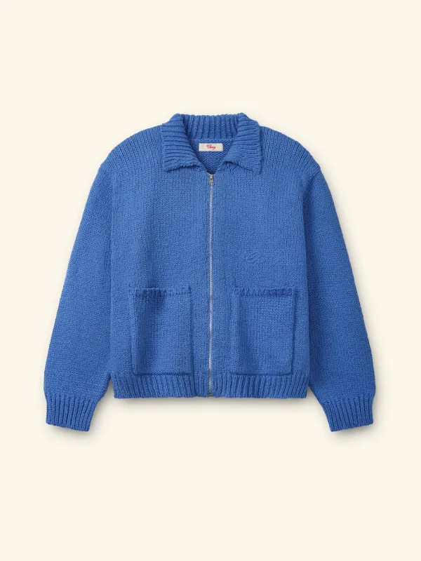 5 Star Knit Zip Jacket (Steel Blue) made by Cherry LA