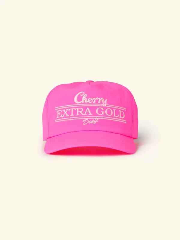 Extra Gold 5 Panel Hat (Neon Pink) made by Cherry LA