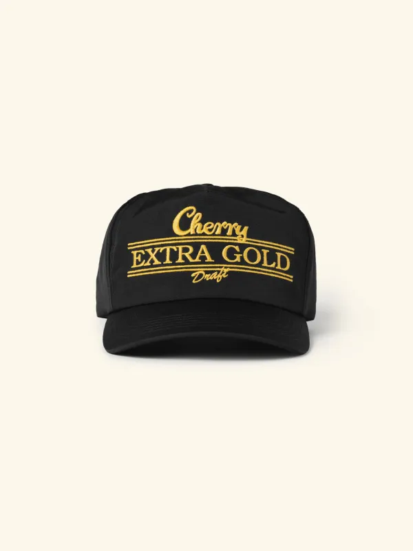 Extra Gold 5 Panel Hat (Black) made by Cherry LA