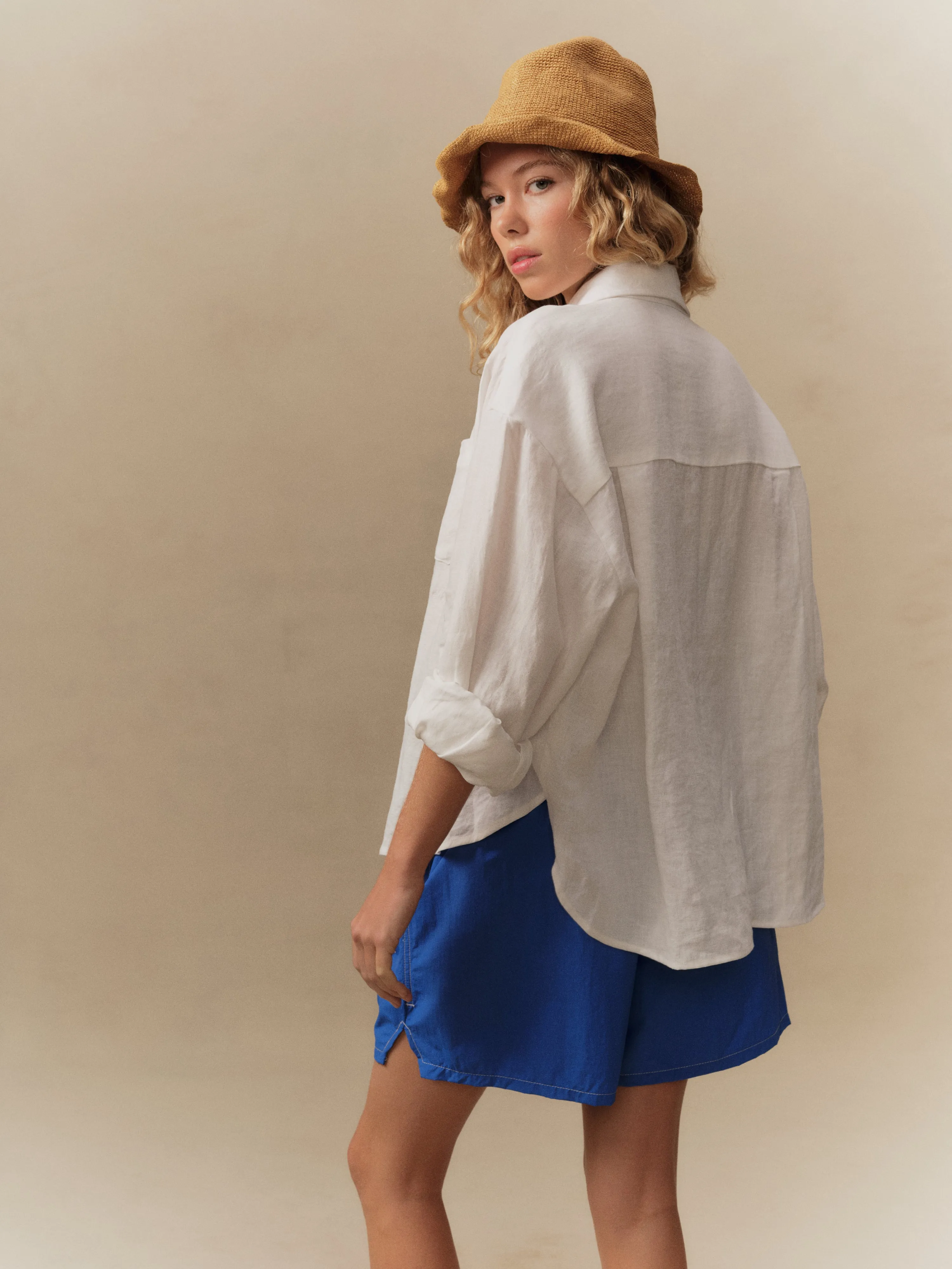 Women's Boxy Linen Button Up (White) sold by Cherry LA product image thumbnail 5