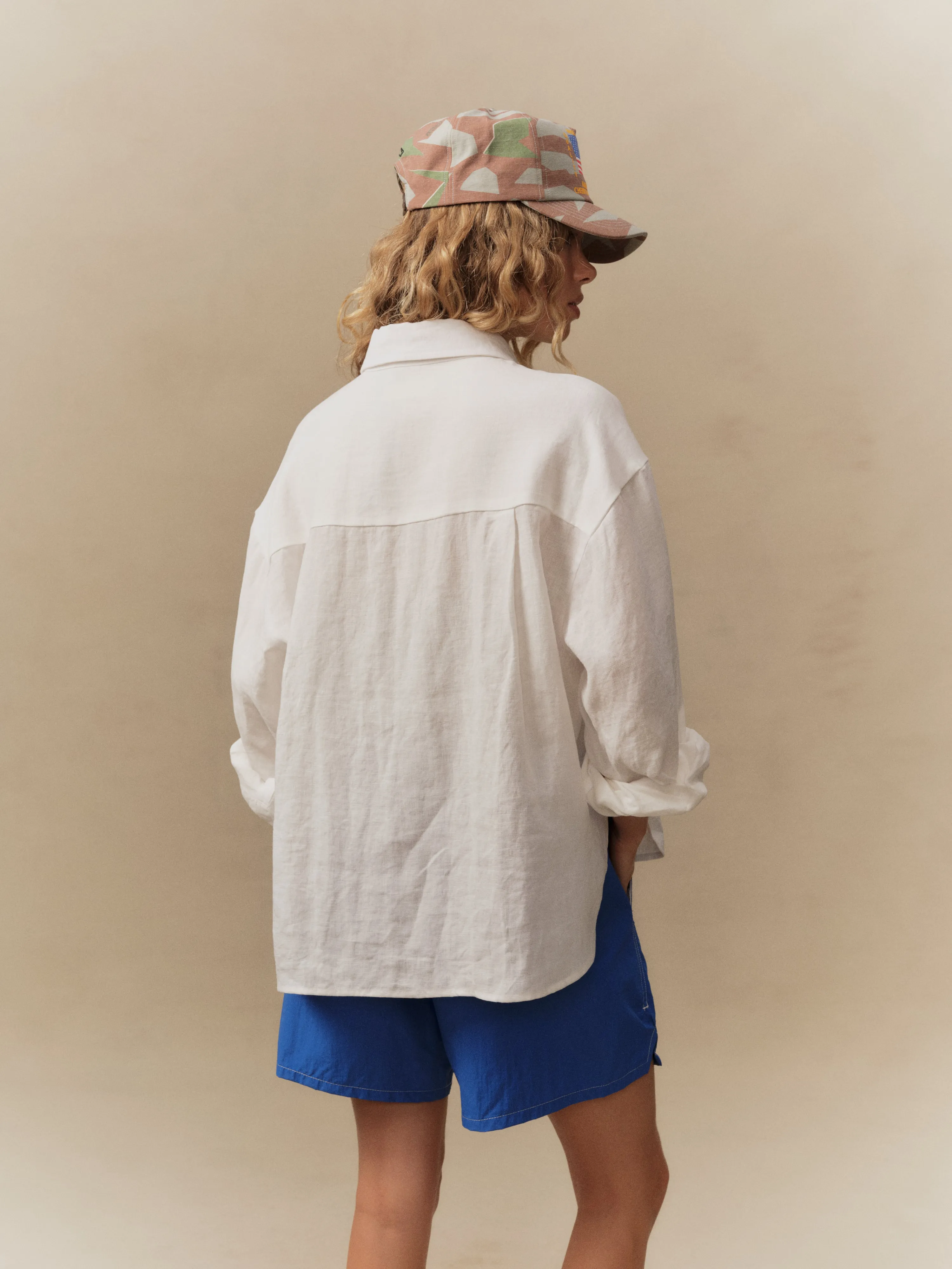 Women's Boxy Linen Button Up (White) sold by Cherry LA product image thumbnail 3