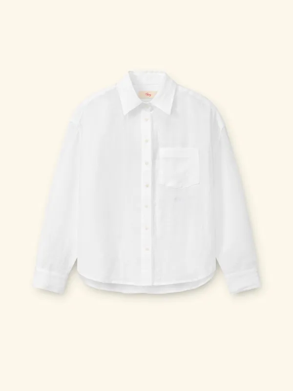 Women's Boxy Linen Button Up (White) made by Cherry LA
