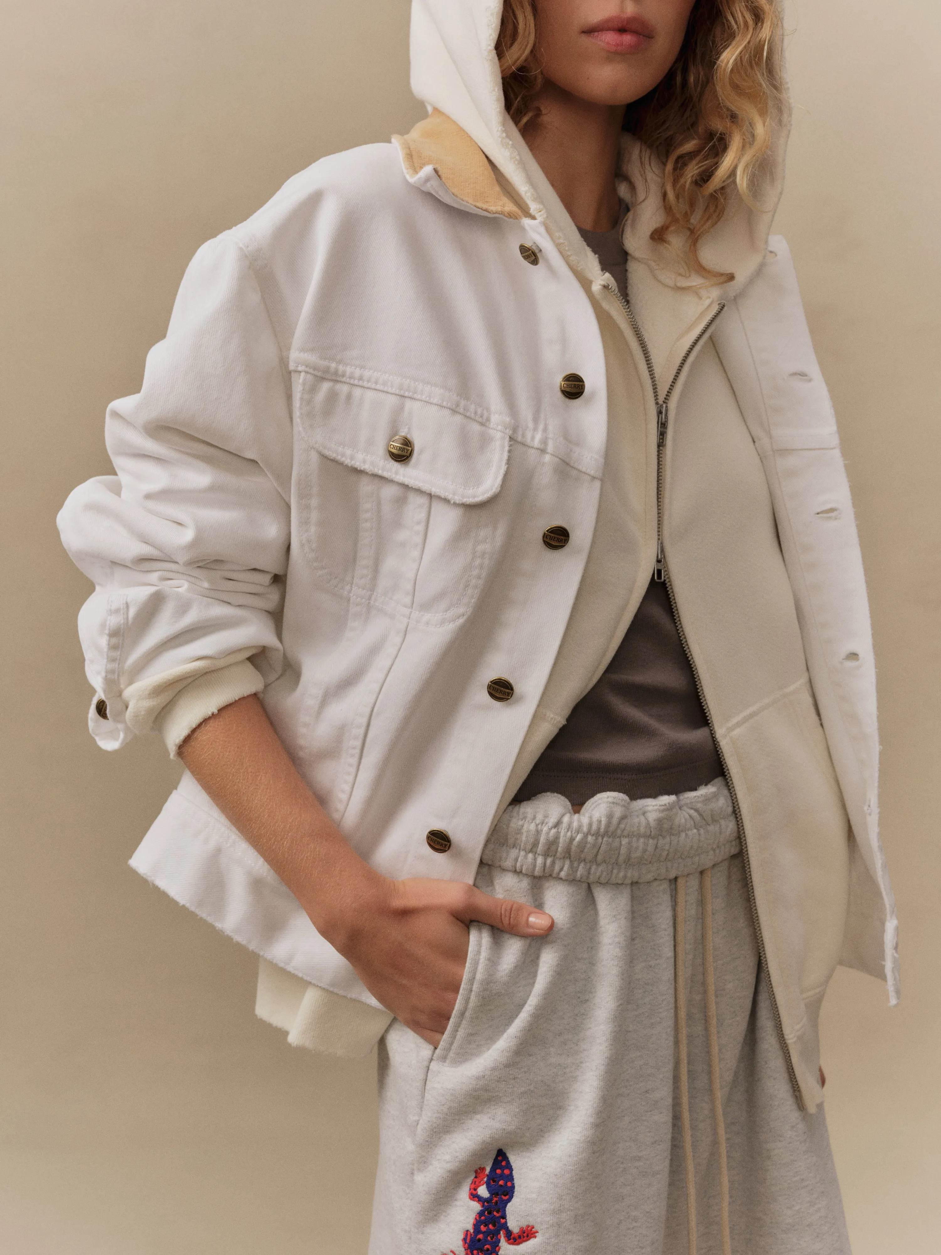 Denim Trucker Jacket (Vintage White) sold by Cherry LA product image thumbnail 5