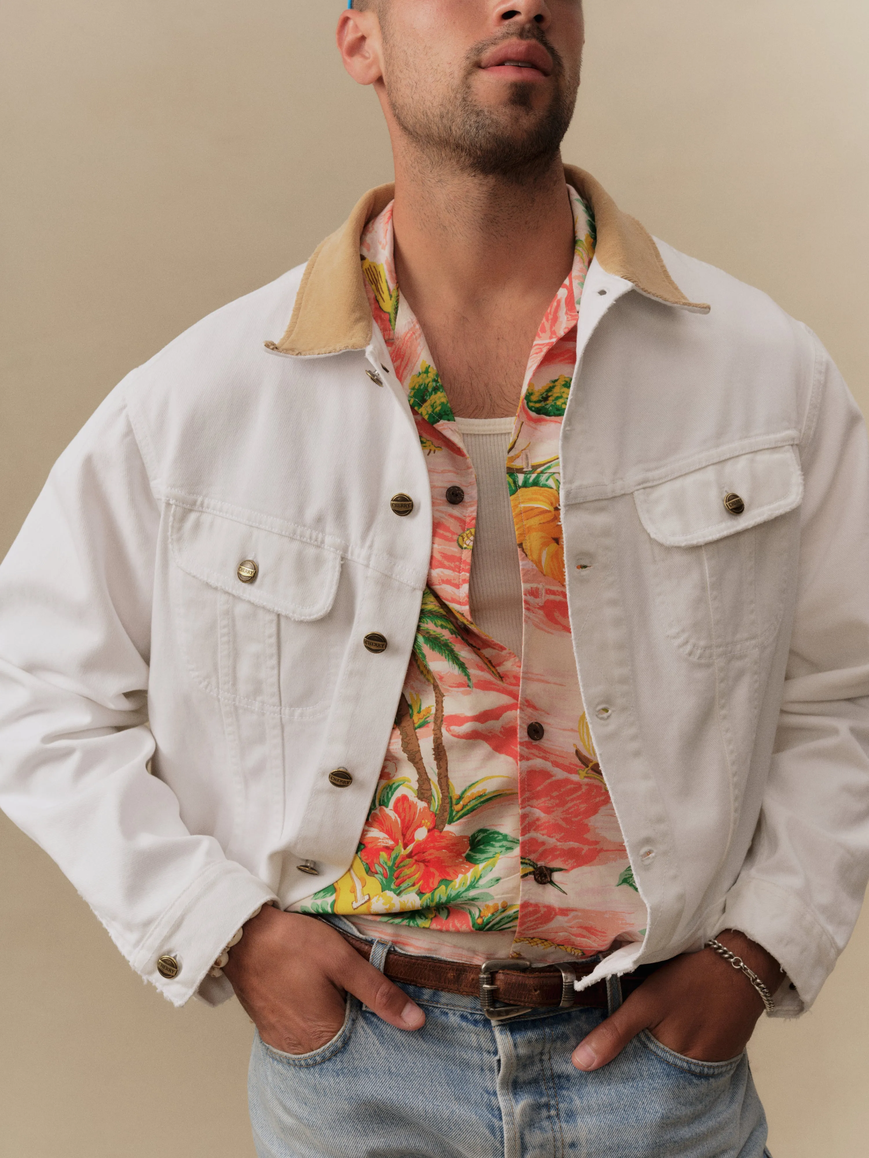 Denim Trucker Jacket (Vintage White) sold by Cherry LA product image thumbnail 4